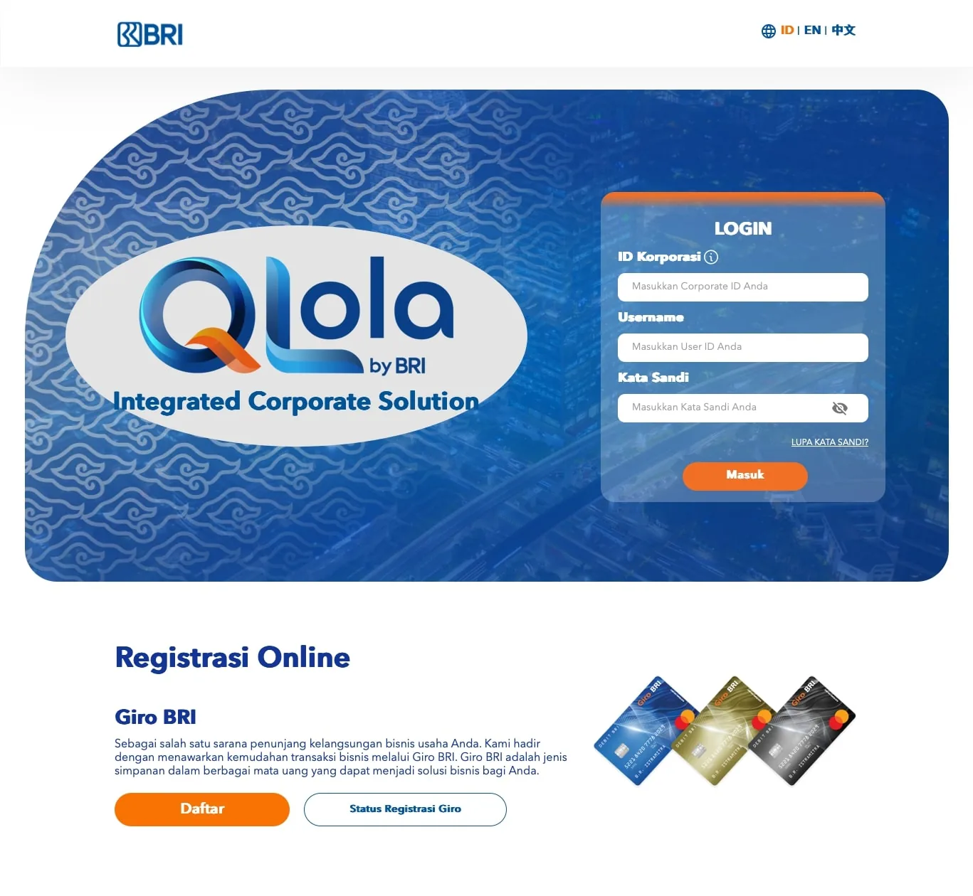 Qlola by BRI corporate login and online registration
